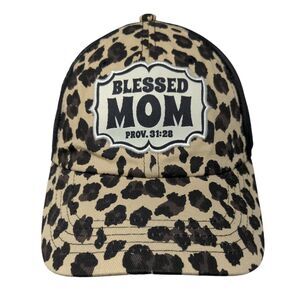 Blessed Mom Prov. 31:28 Snapback Trucker Hat Multicolor OSFM Leopard Mesh Back